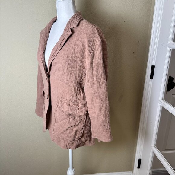 Madewell Linen Blend Gauze Neutral 2 Button Blazer Jacket Size Small - Picture 5 of 11